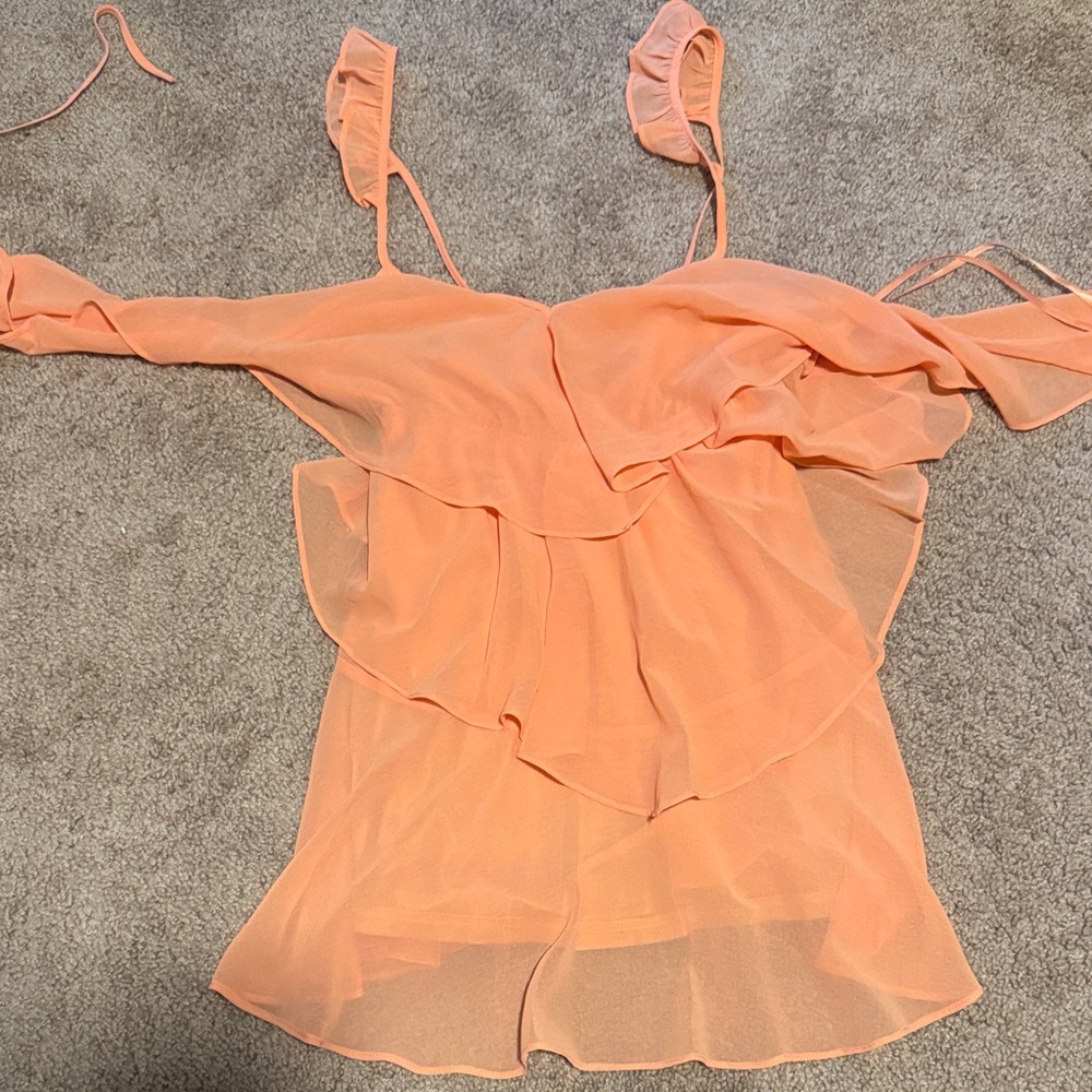 Nasty Gal Coral Ruffled Camisole